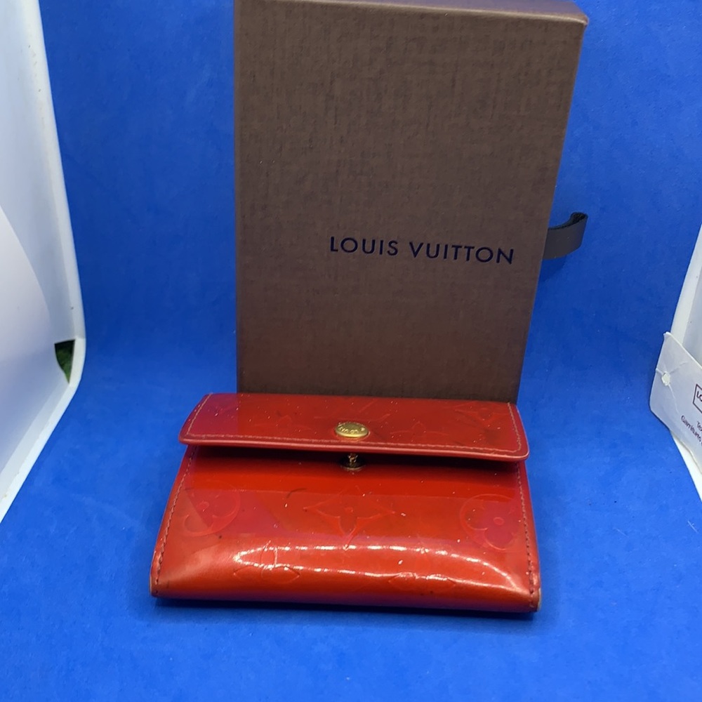 LOUIS VUITTON Vernice Sarah compact orange (ish) red color wallet vintage - Picture 12 of 12